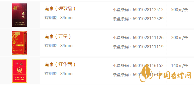 南京香煙多少錢(qián)一盒 南京系列香煙價(jià)格表大全