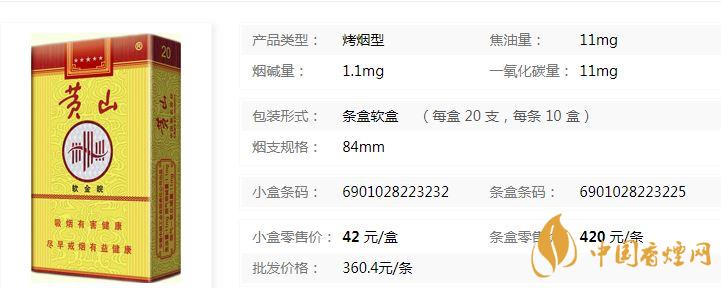 黃山軟金皖軟盒多少錢？黃山軟金皖煙價(jià)格及參數(shù)