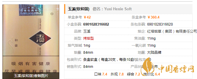 玉溪軟和諧香煙怎么樣 玉溪軟和諧香煙價(jià)格及參數(shù)一覽