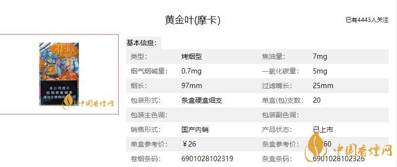 黃金葉摩卡多少錢一包 黃金葉摩卡香煙價(jià)格